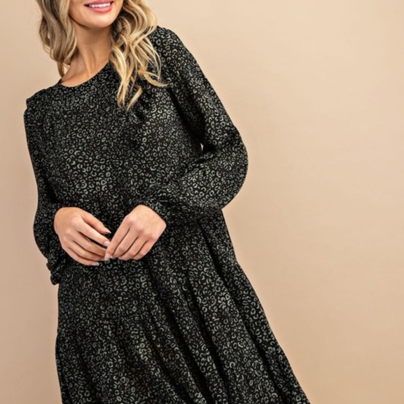 Leopard Printed Long Sleeve Ruffle Dress 🐆 👗 NWT - Picture 6 of 7